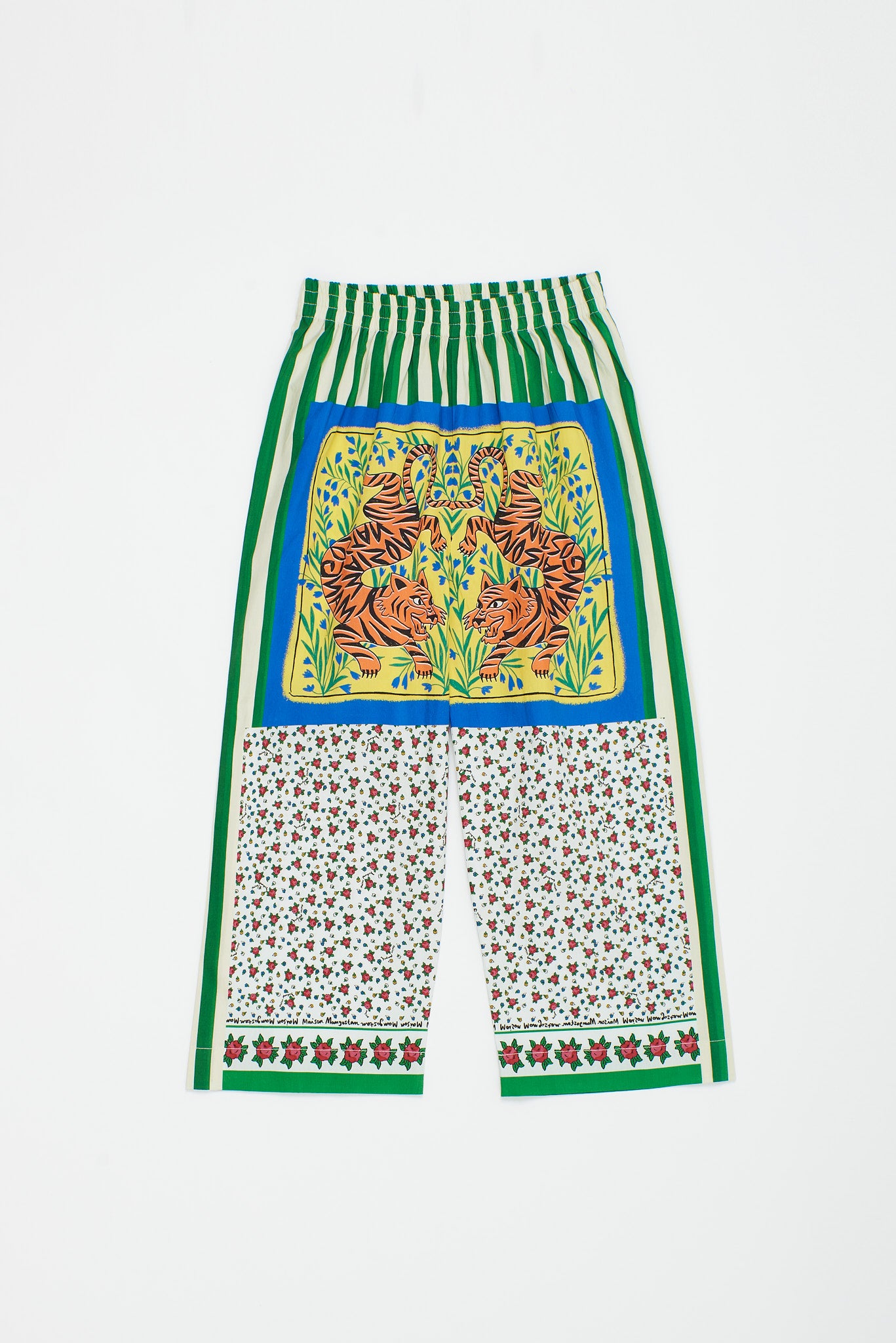 ADULTS TIGER PATCHWORK TROUSERS - GREEN - 25100048