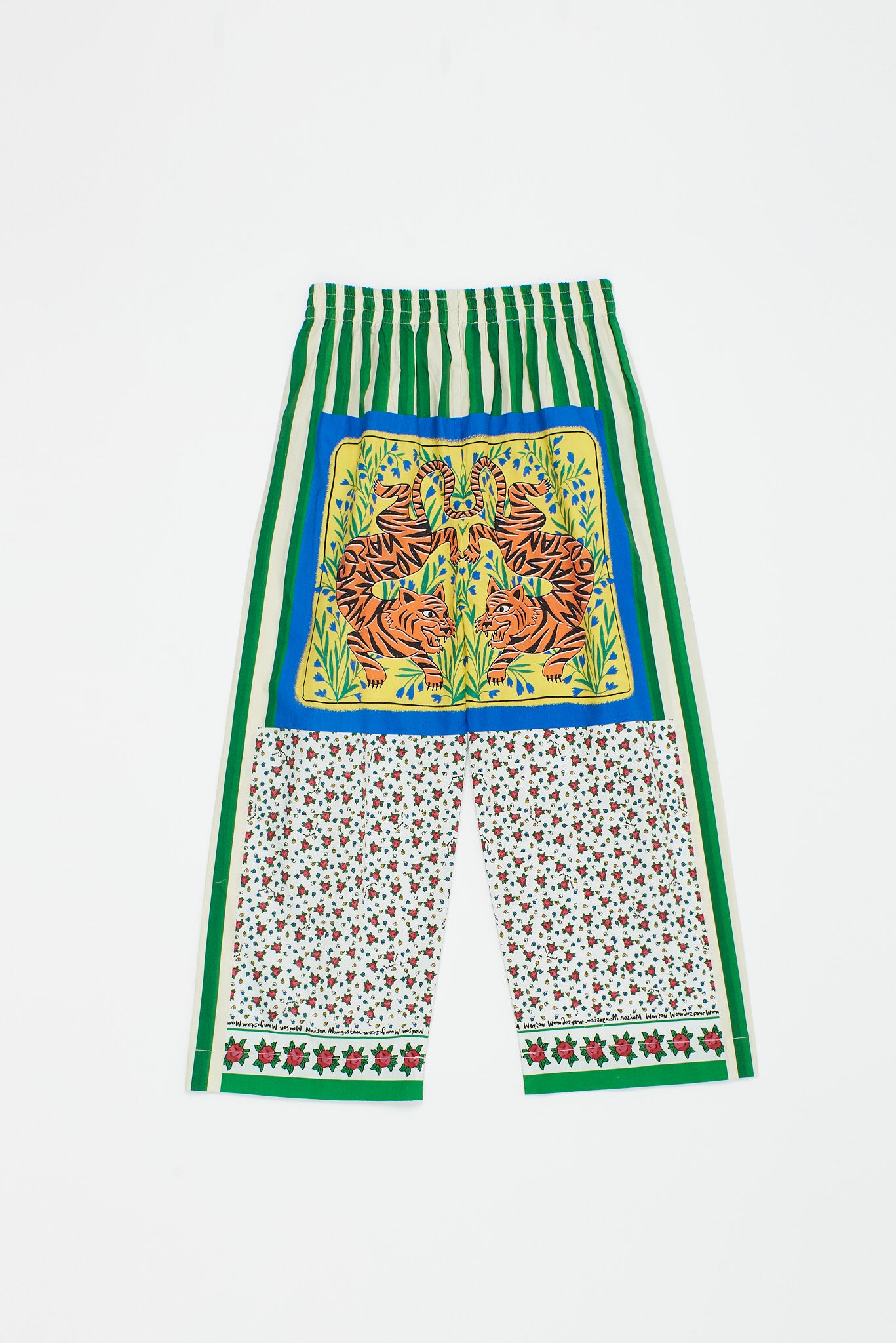 ADULTS TIGER PATCHWORK TROUSERS - GREEN - 25100048