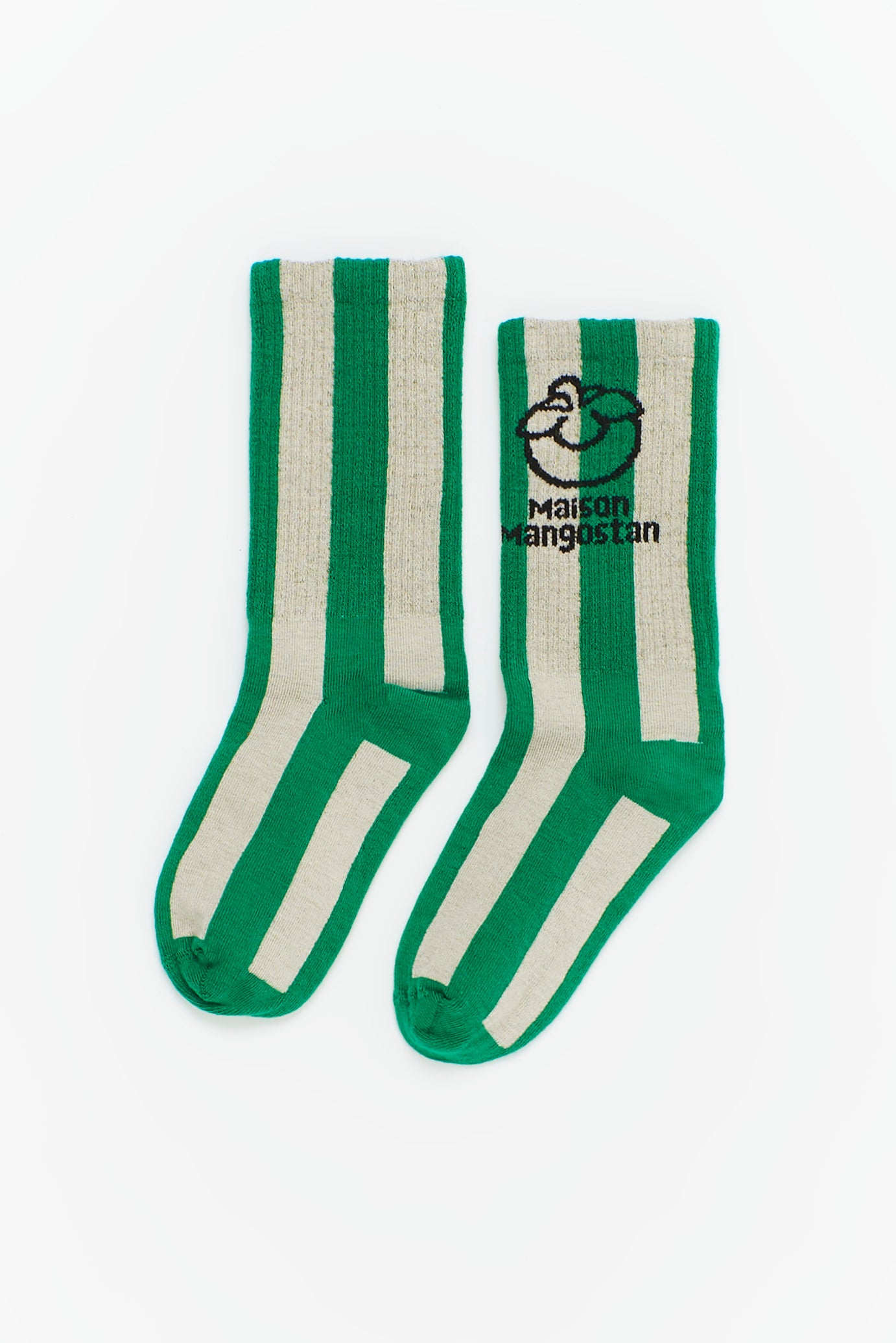 STRIPES MANGOSTAN LOGO SOCKS - GREEN - 25100111