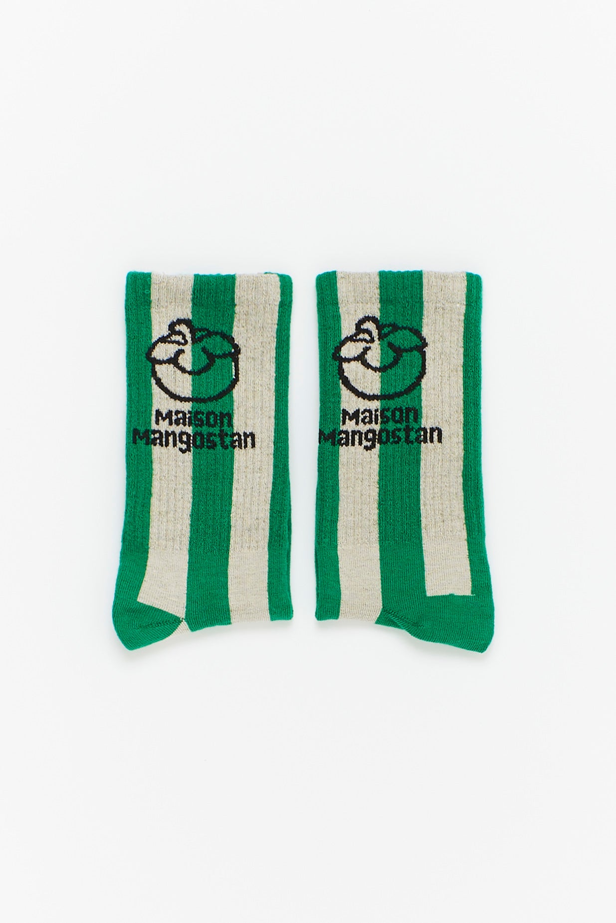 STRIPES MANGOSTAN LOGO SOCKS - GREEN - 25100111