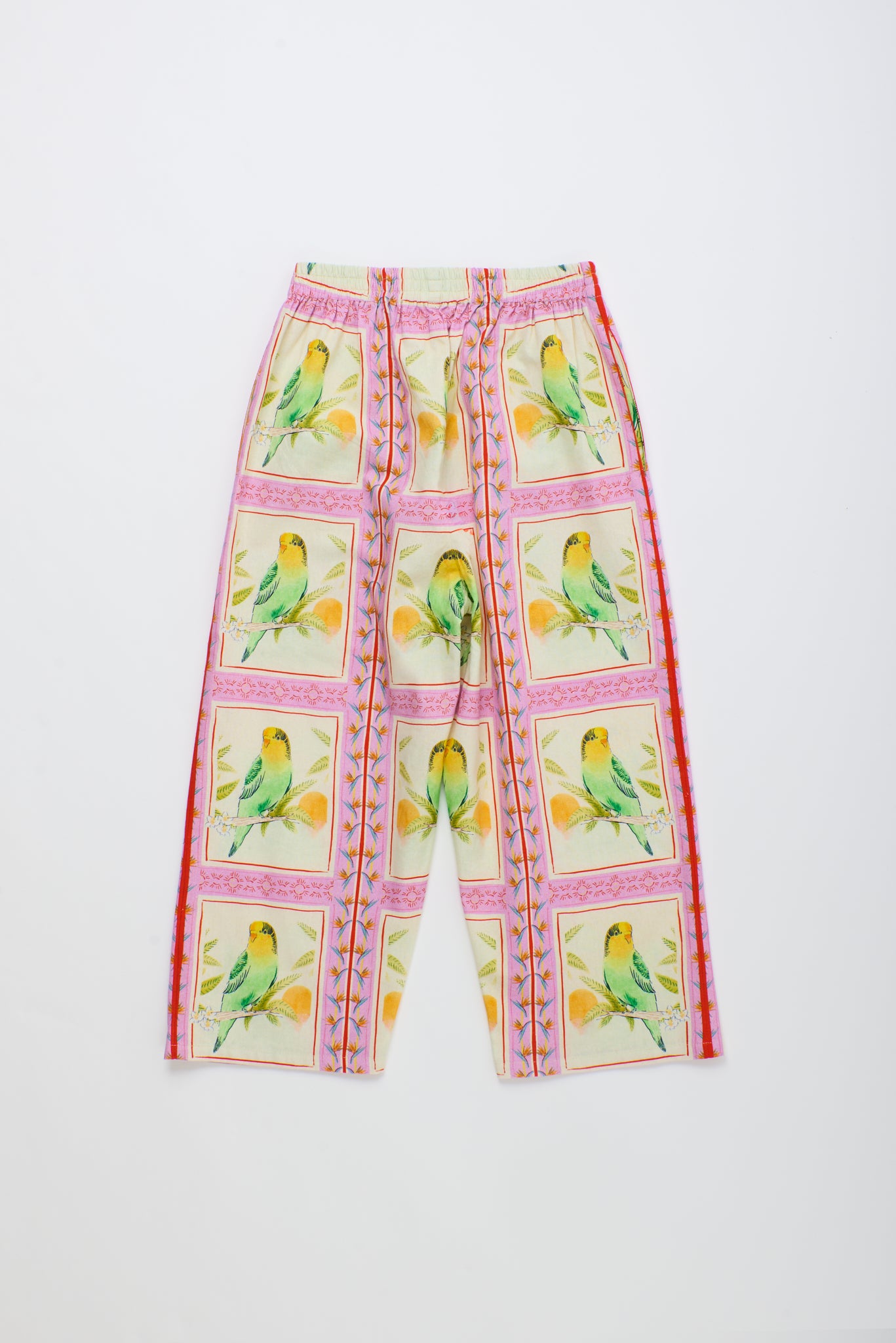Birds Patchwork Pants - Pink - 26100909