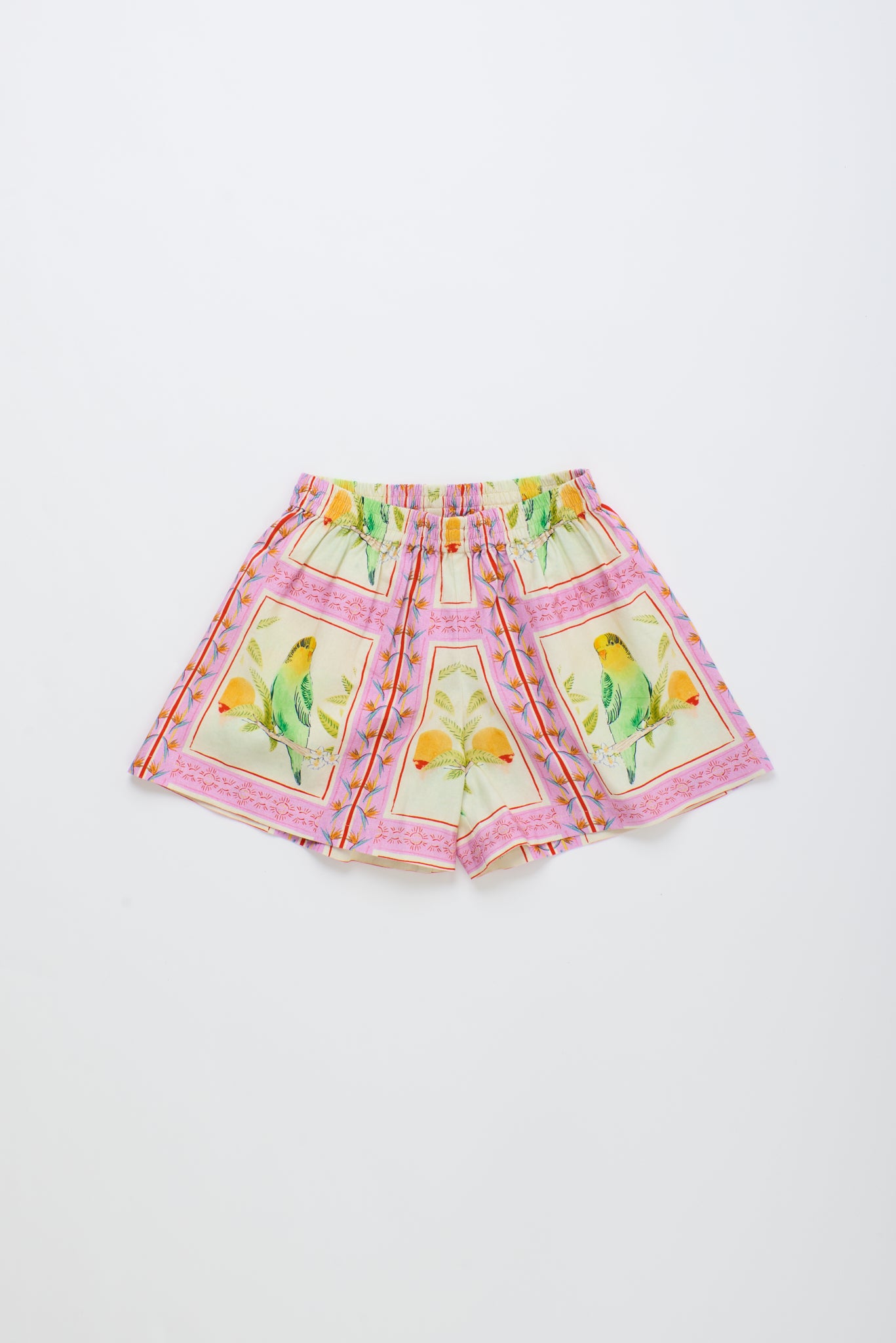 Birds Patchwork Shorts - Pink - 26101105