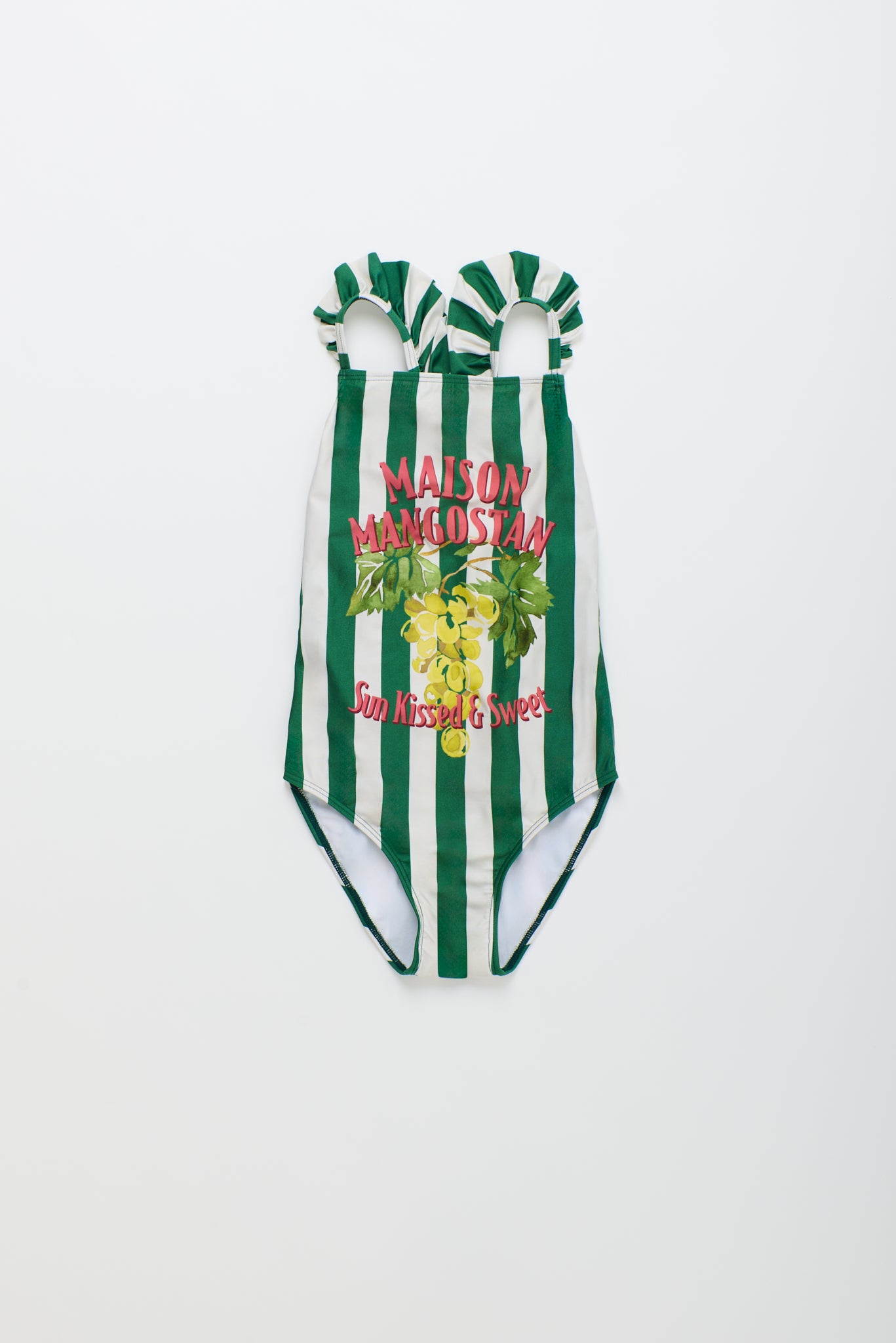 Uvas Striped Swimsuit - White & Green - 26101608