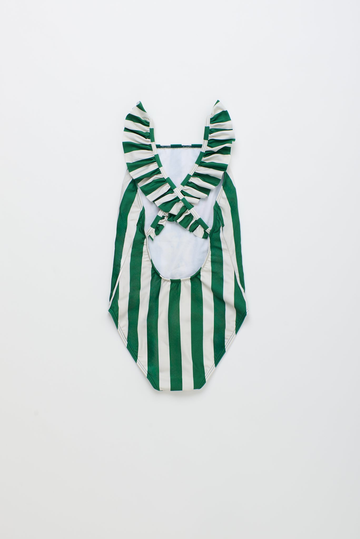Uvas Striped Swimsuit - White & Green - 26101608