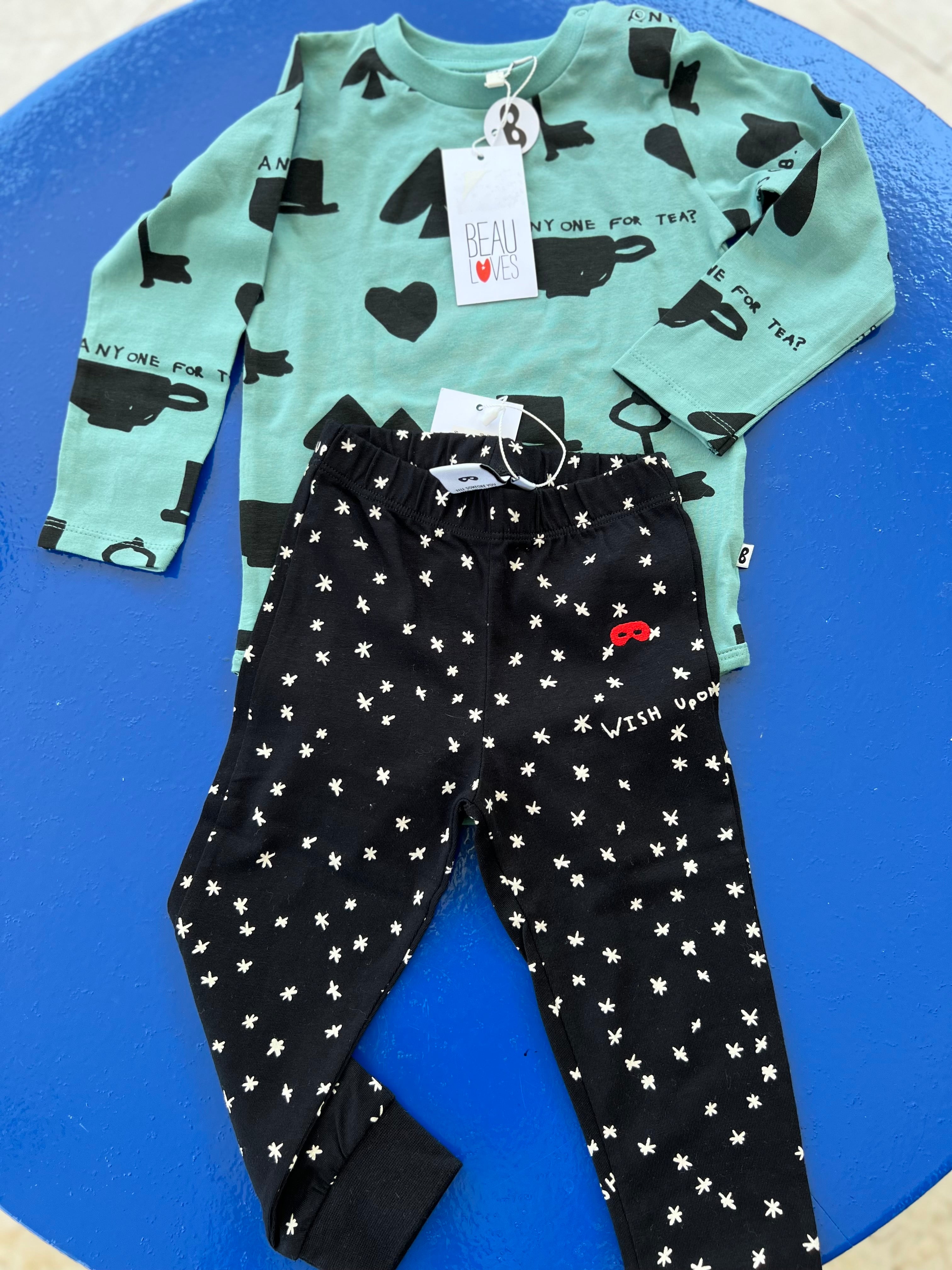 BABY SET 20 : BABY BODY SUIT JADEIT + BLACK START PANT