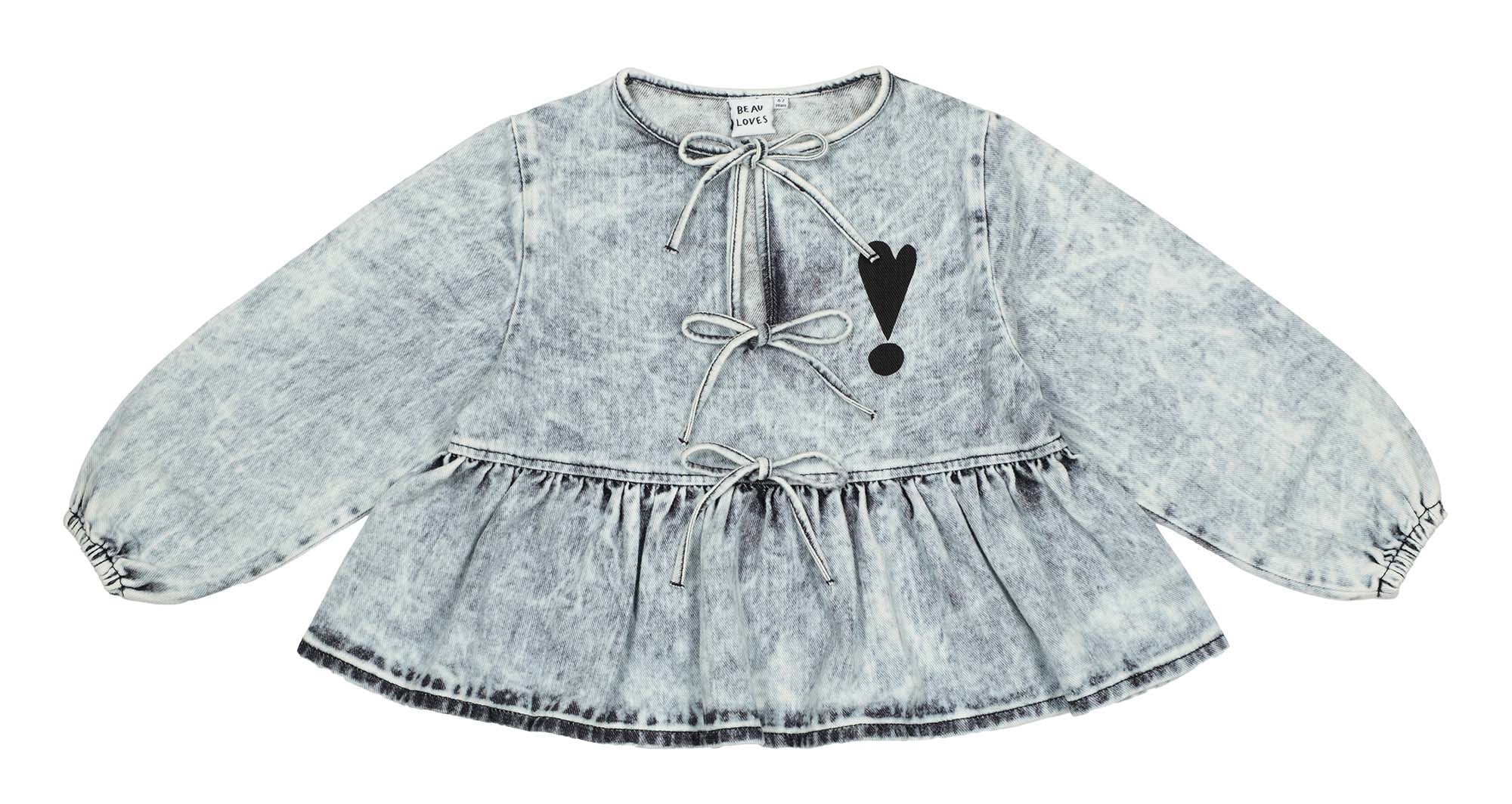 Acid Washed Denim Bows Top