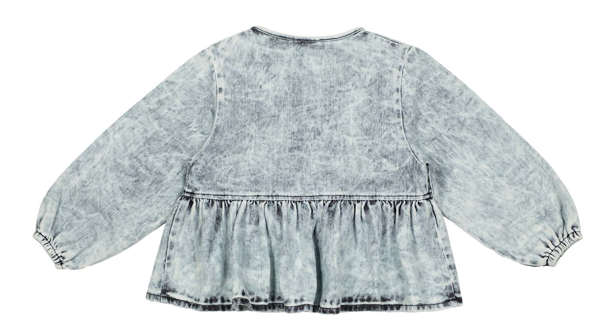 Acid Washed Denim Bows Top