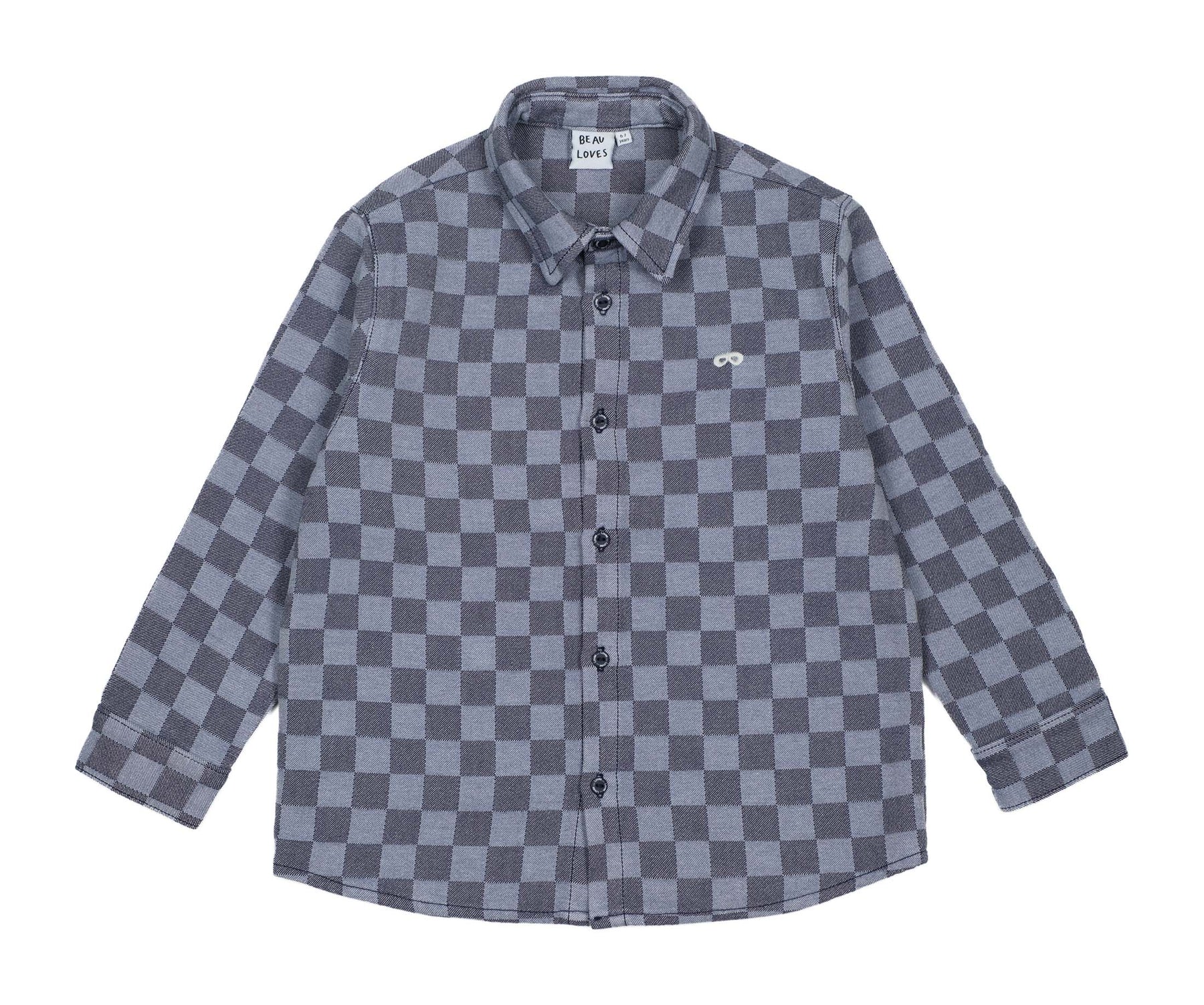 Squares Denim Collar Shirt