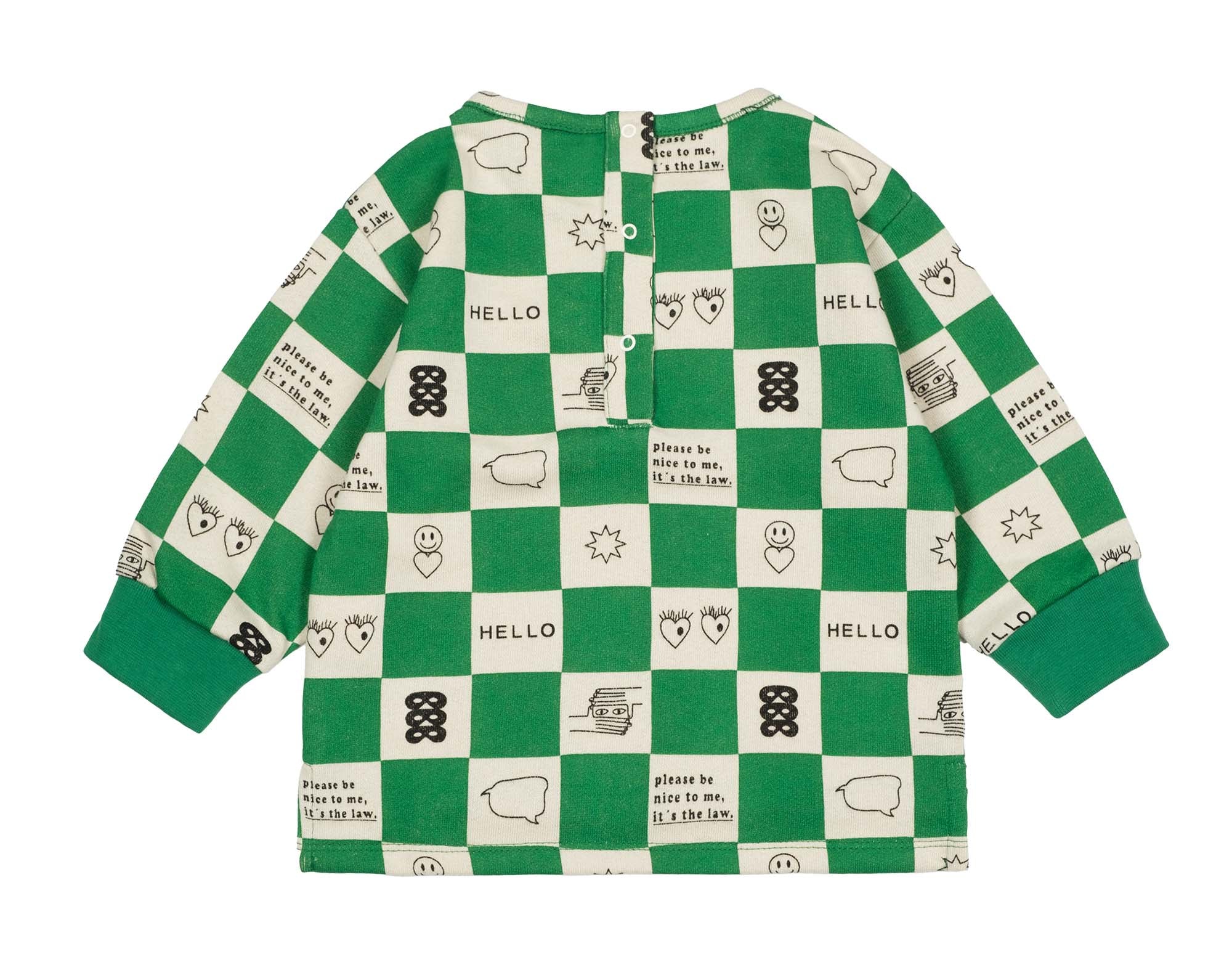 True Green Comic Book Check Baby Sweater