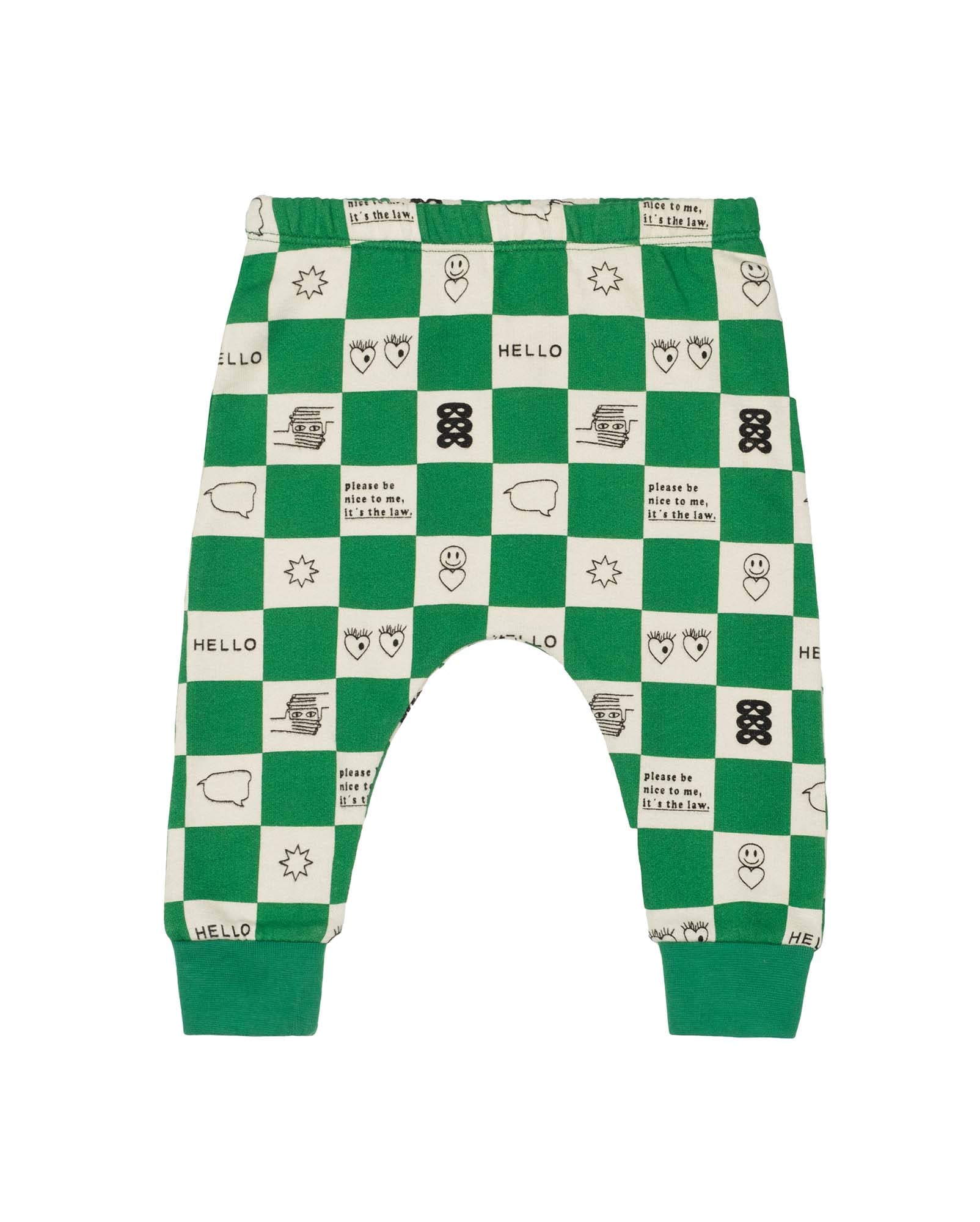 True Green Comic Book Check Baby Sweatpants