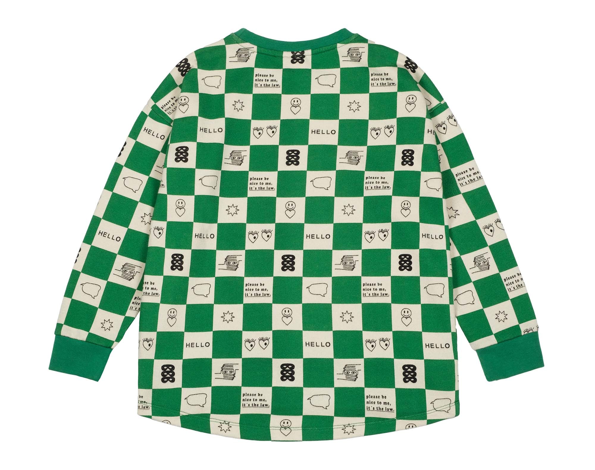 True Green Comic Book Check Relaxed Fit Sweater