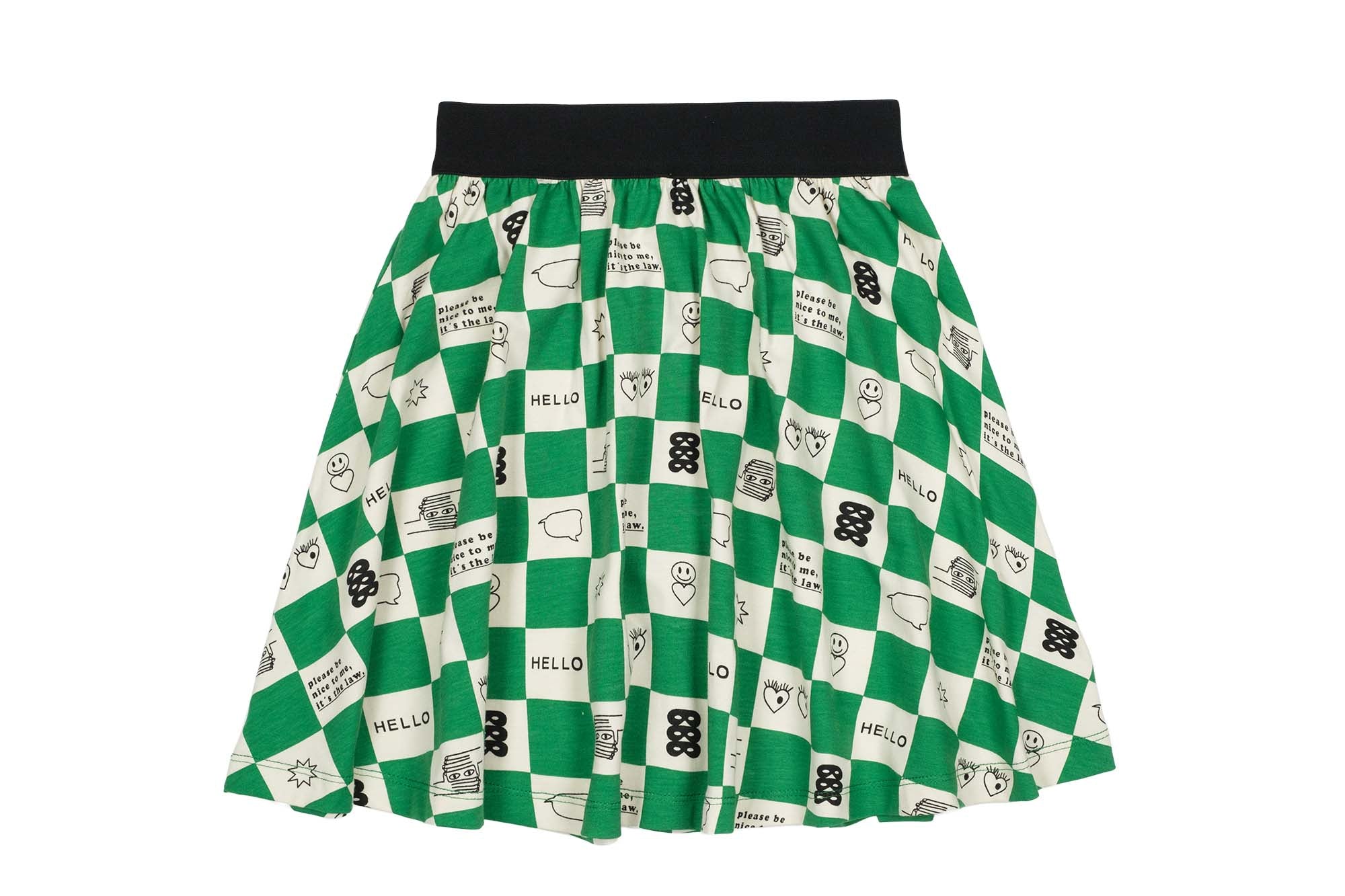 True Green Comic Book Check Circle Skirt