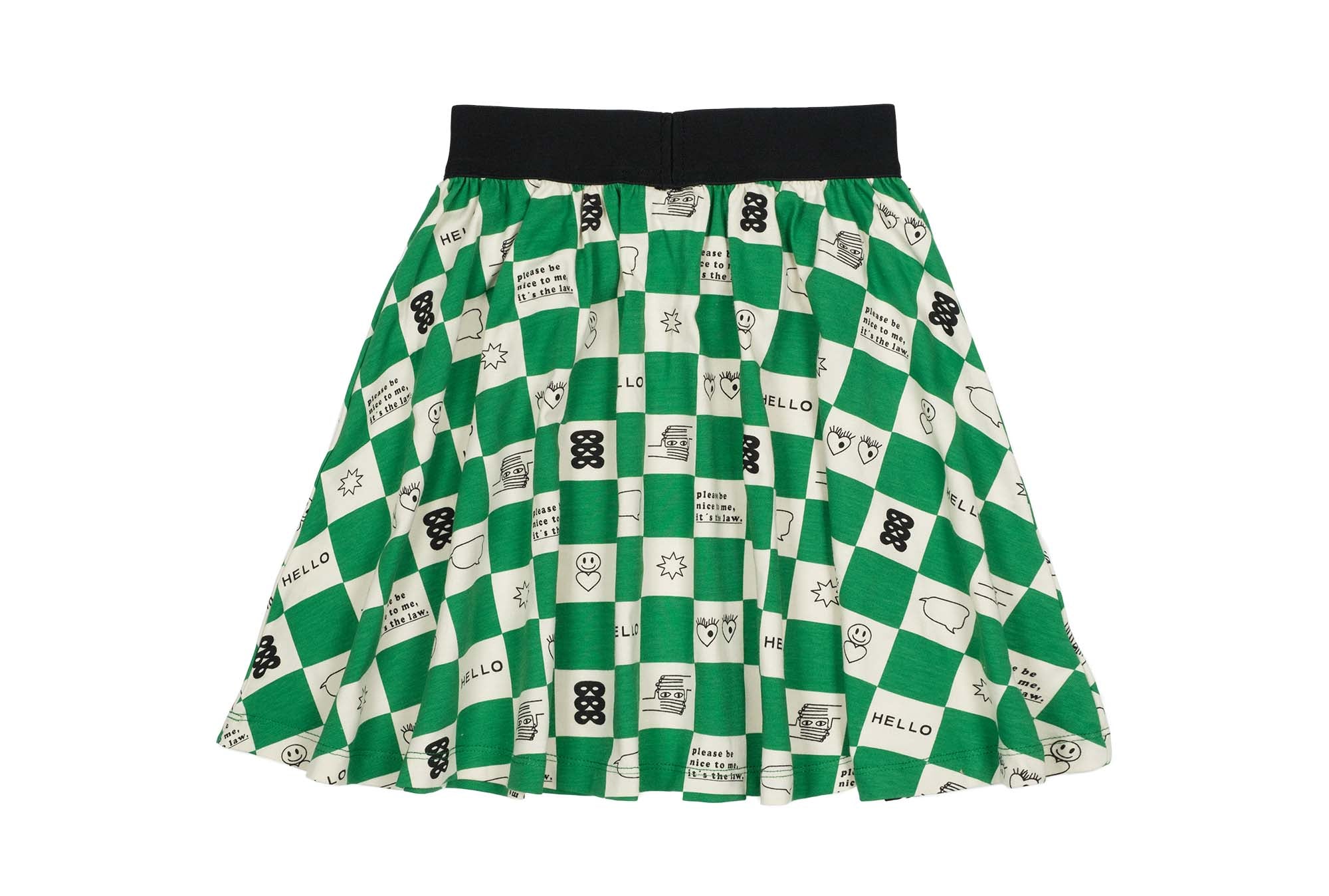 True Green Comic Book Check Circle Skirt