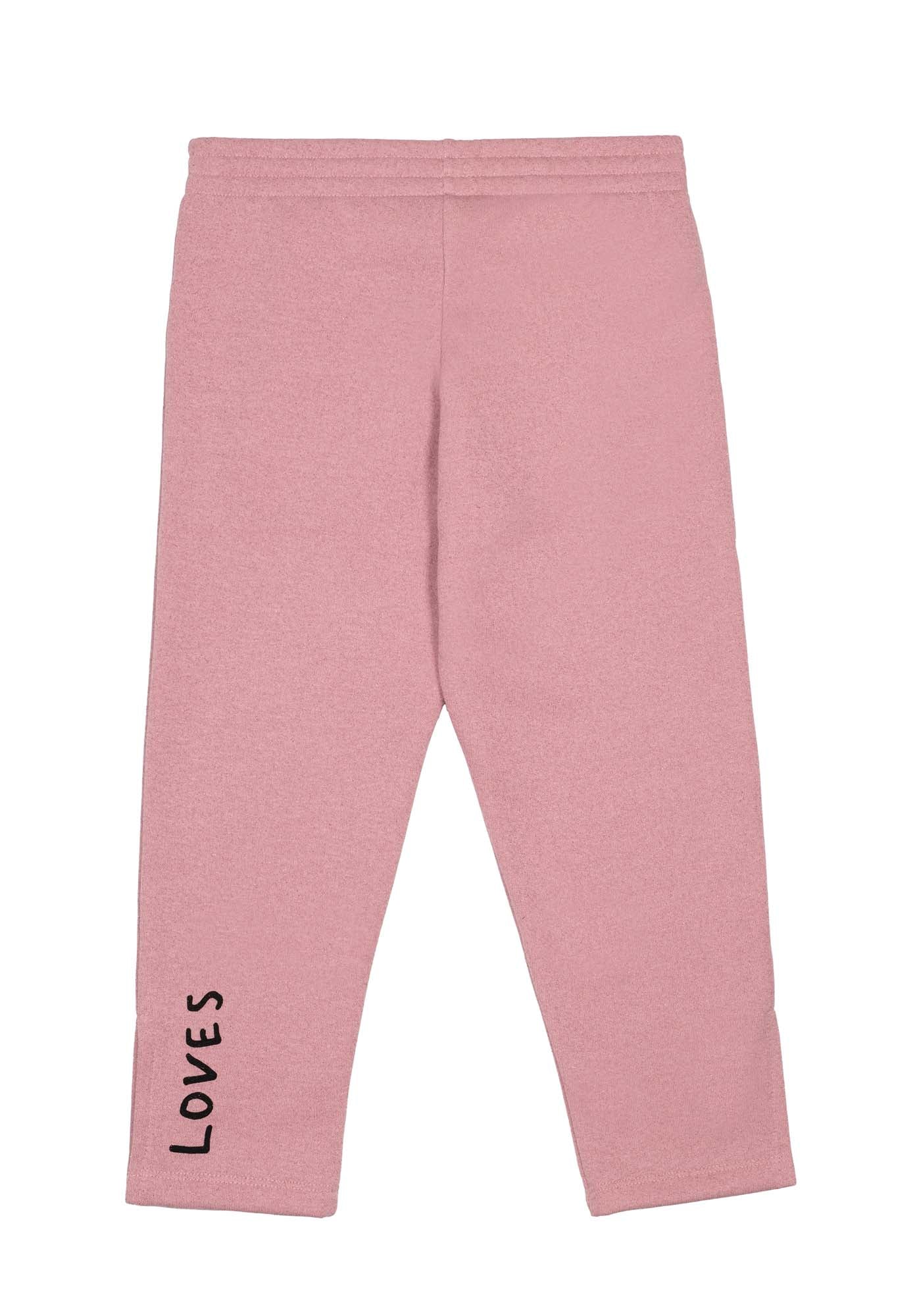 Glitter Pink Split Leg Straight Sweatpants