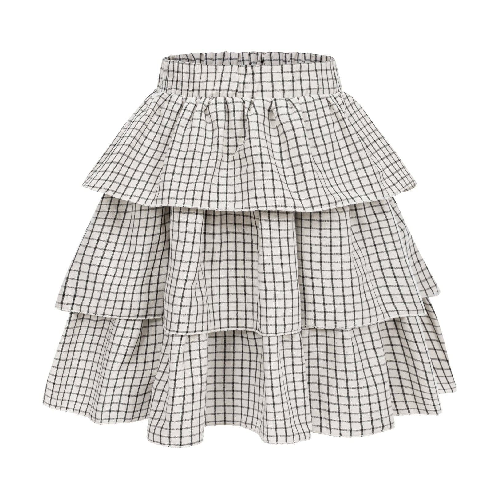 CHECKER GREY | LONG WAVED SKIRT