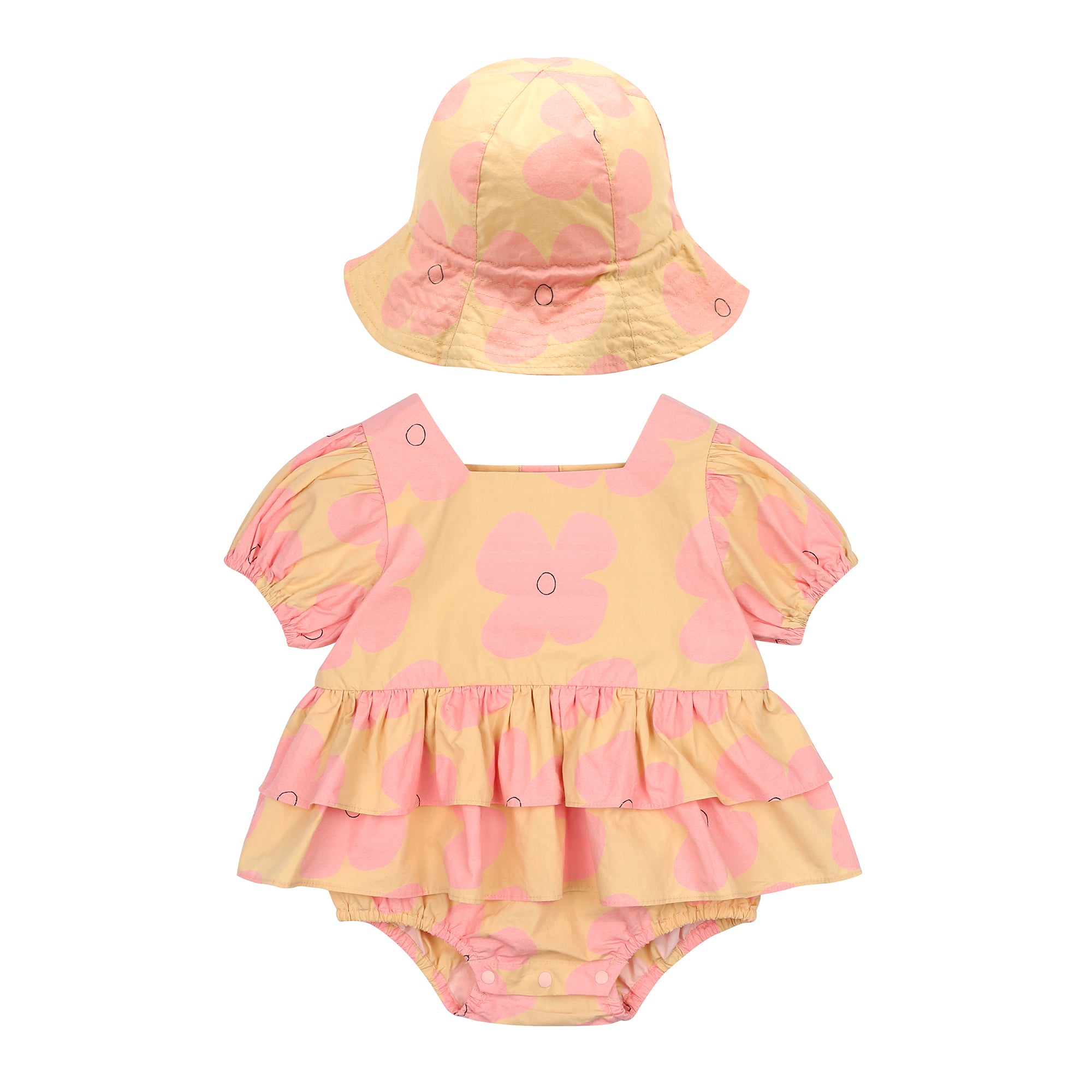 Beige Pink Flower Baby Suit Set JM2410910