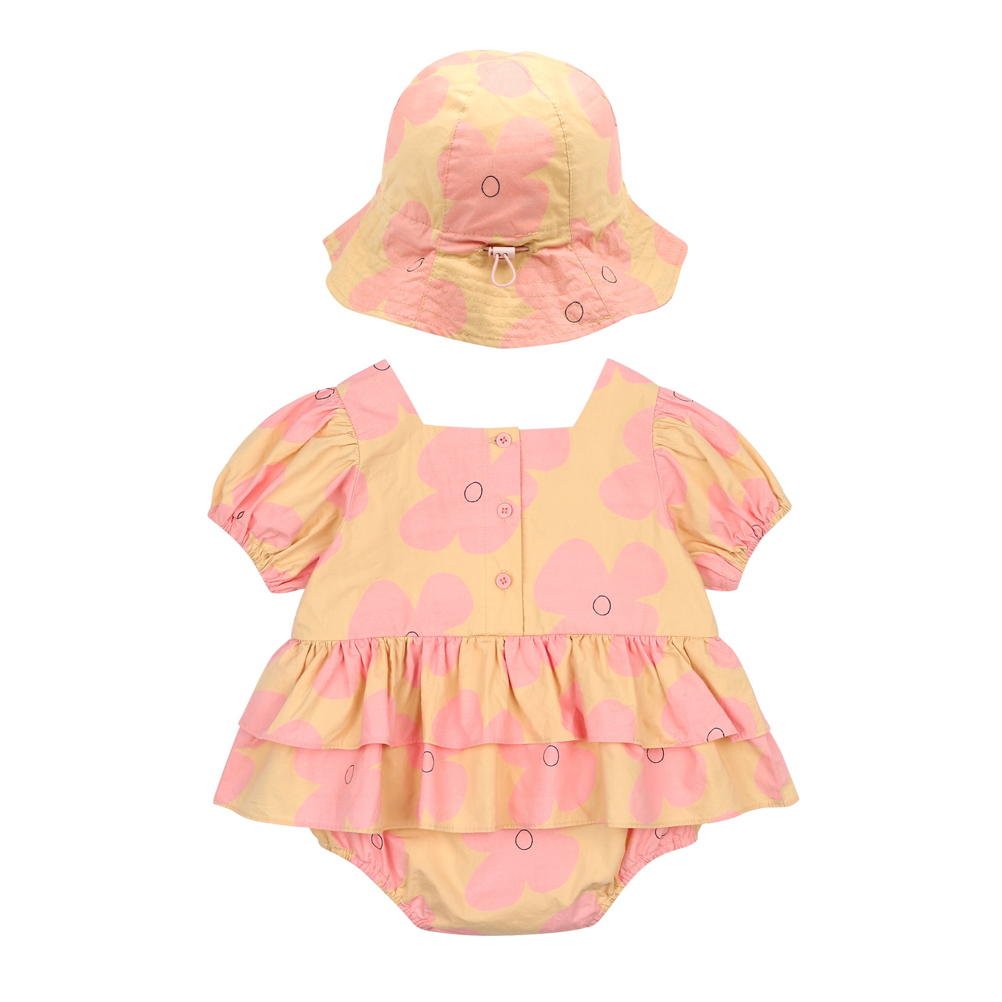 Beige Pink Flower Baby Suit Set JM2410910