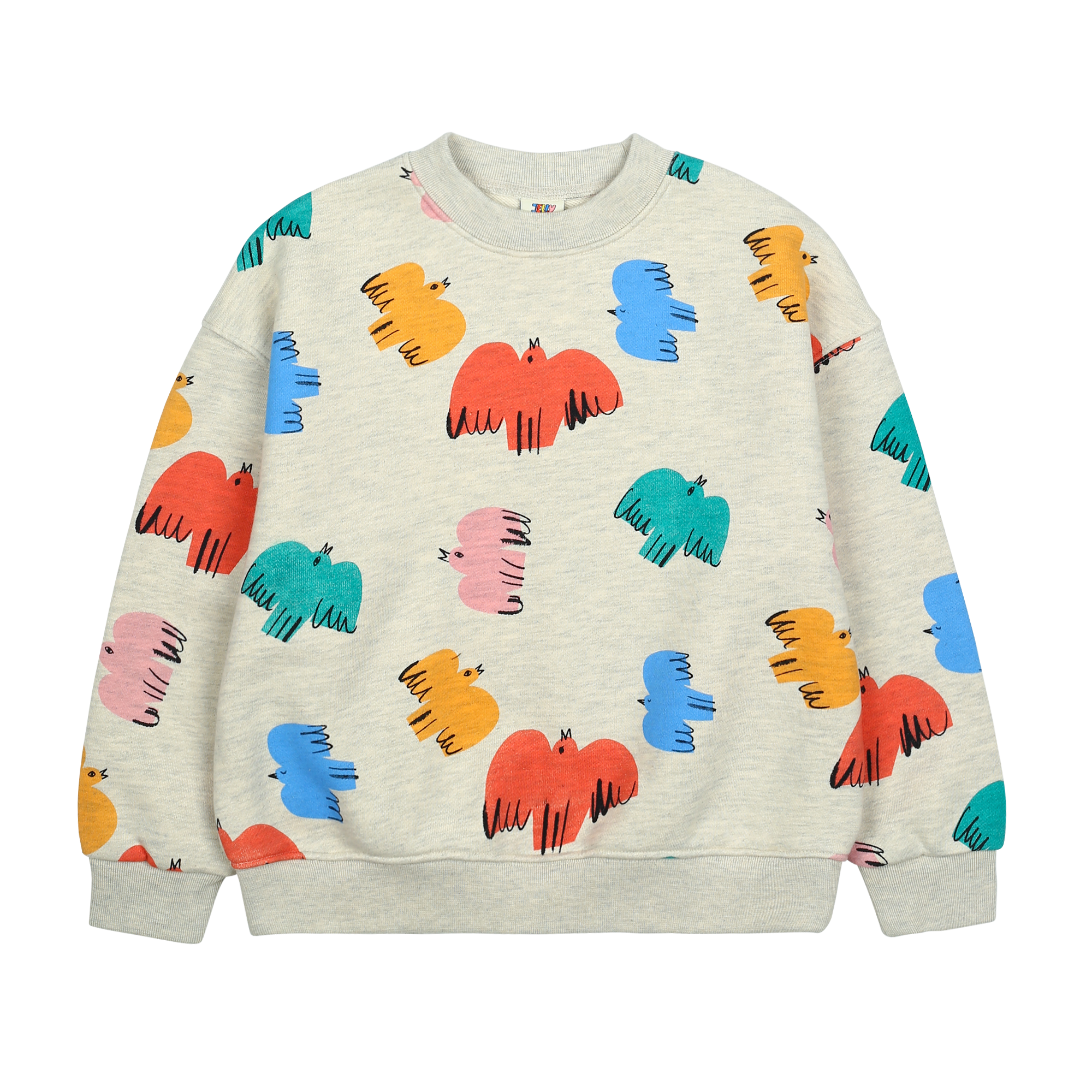 Colorful Bird Sweatshirt - OATMEAL