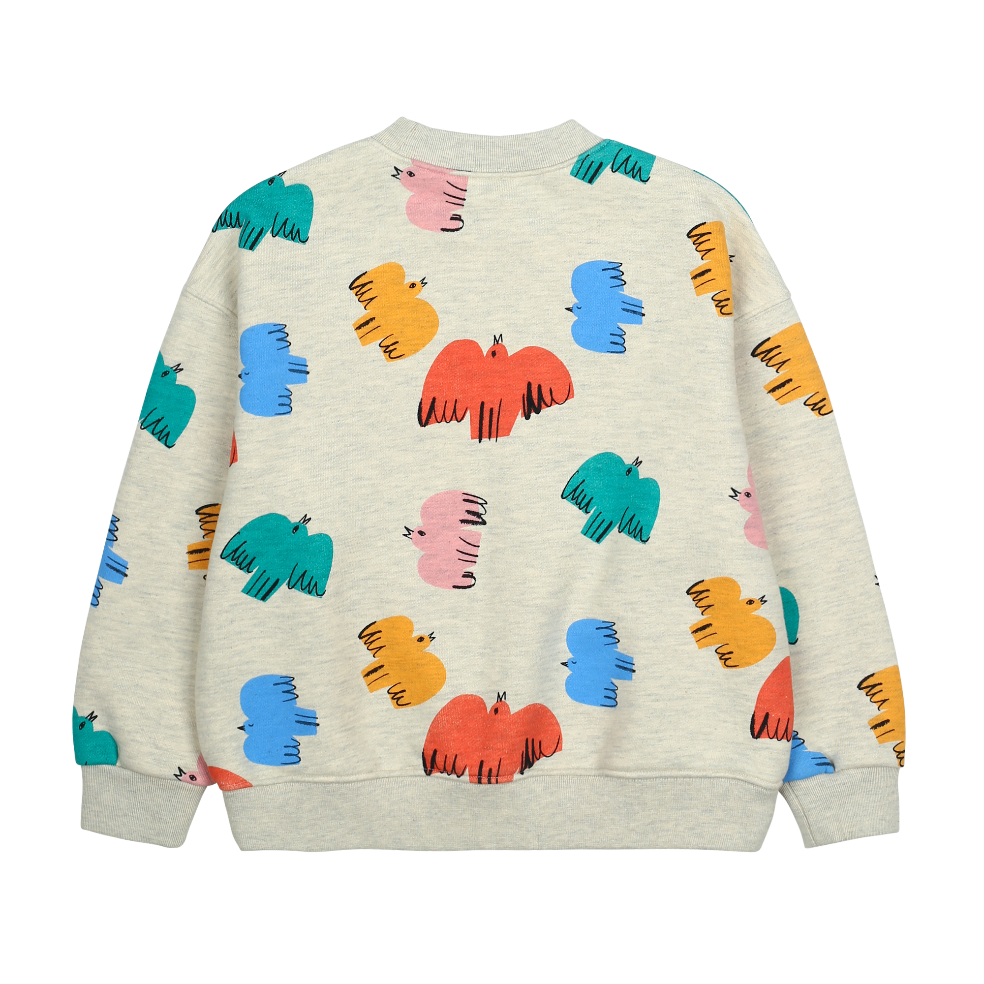 Colorful Bird Sweatshirt - OATMEAL