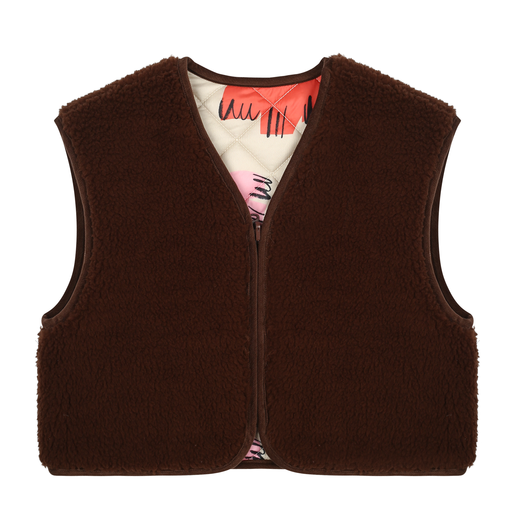 Flower Patch Reversible Vest - BROWN