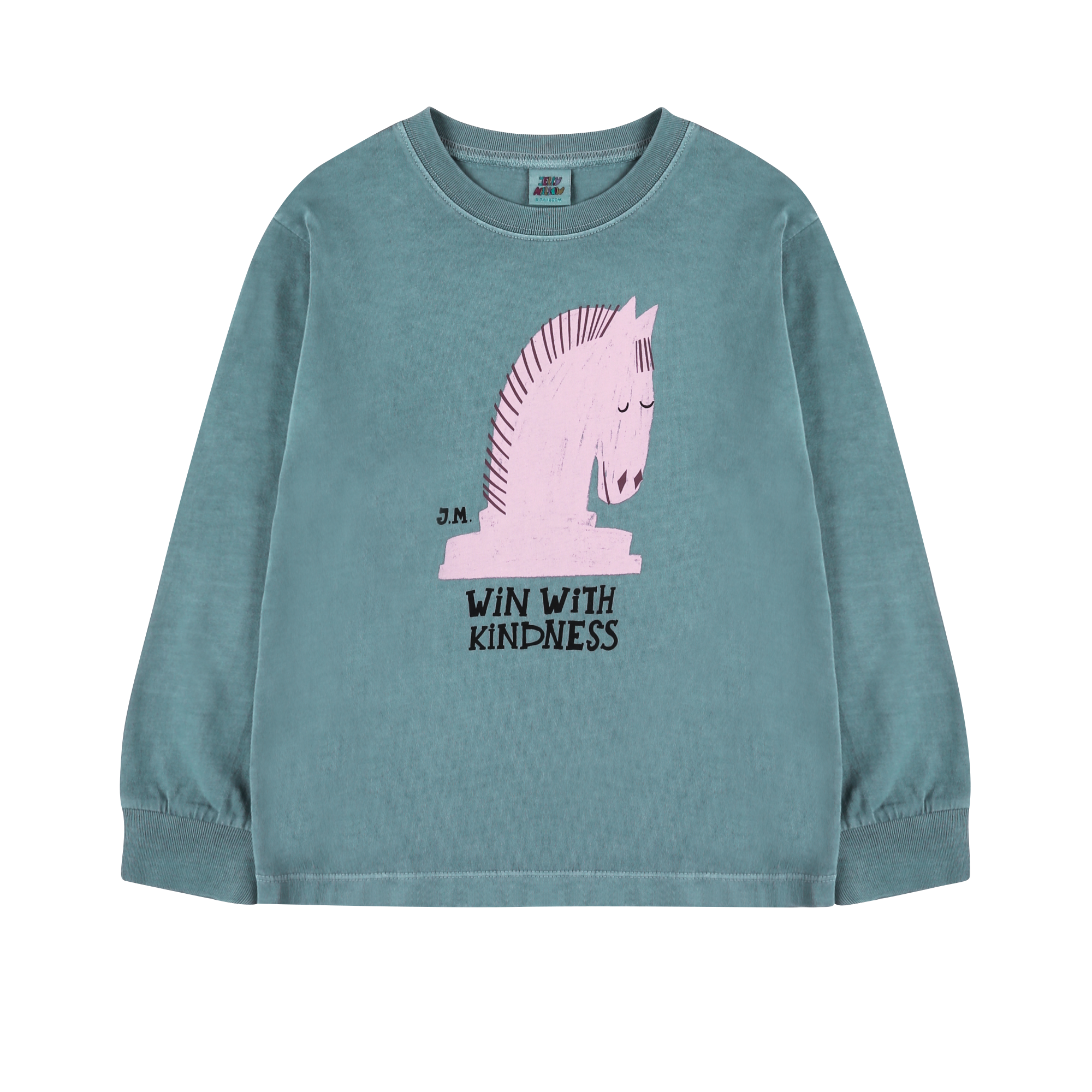 CHESS HORSE PIGMENT LONGSLEEVE T-SHIRT - BLUE GRAY - JM2520104