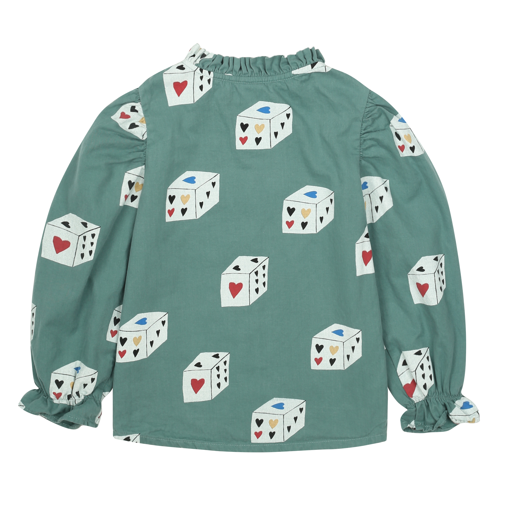 HEART DICE SHIRRING BLOUSE - DIP GREEN - JM2520129