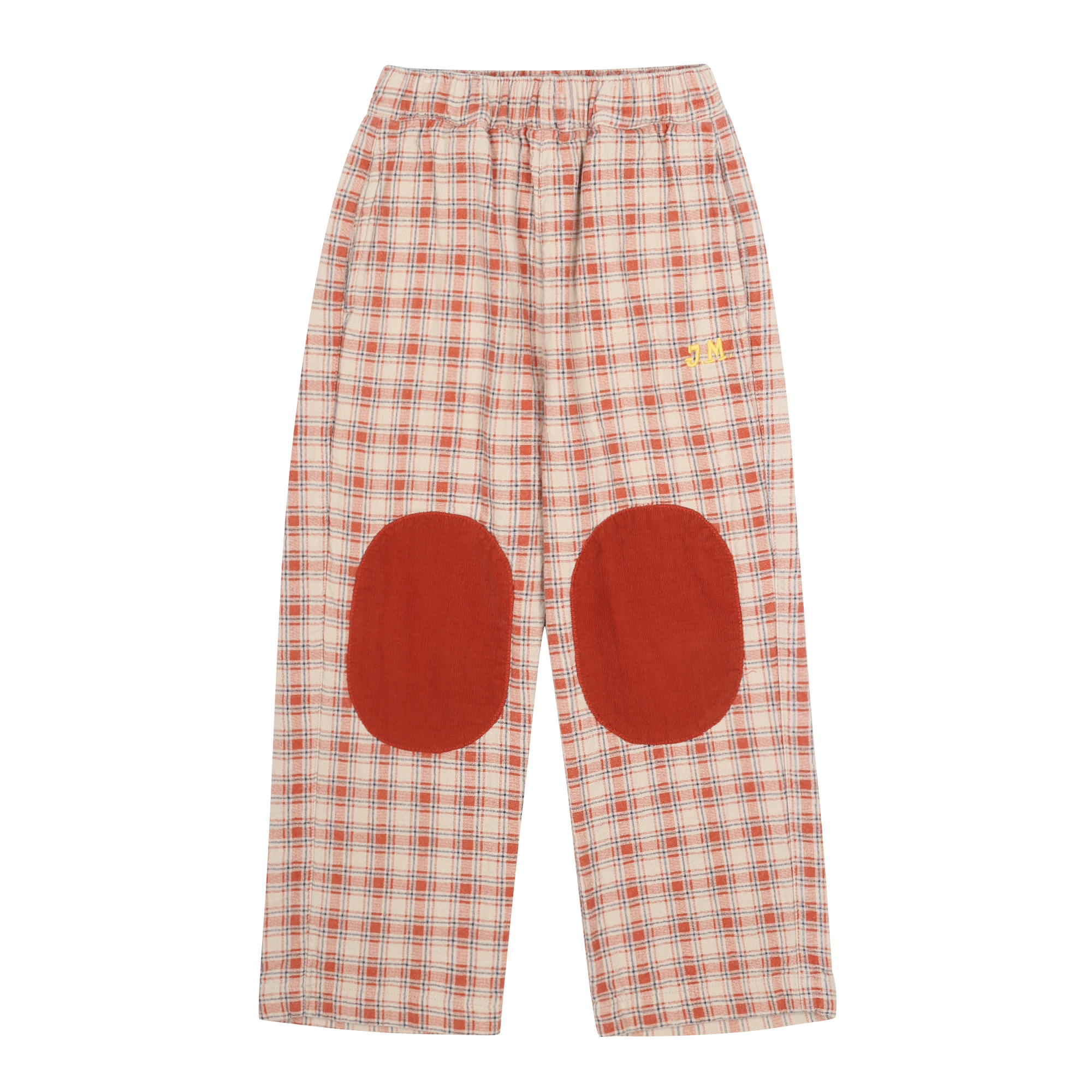 CHECKED KNEE-PATCH WOVEN PANTS - BROWN  - JM2520417