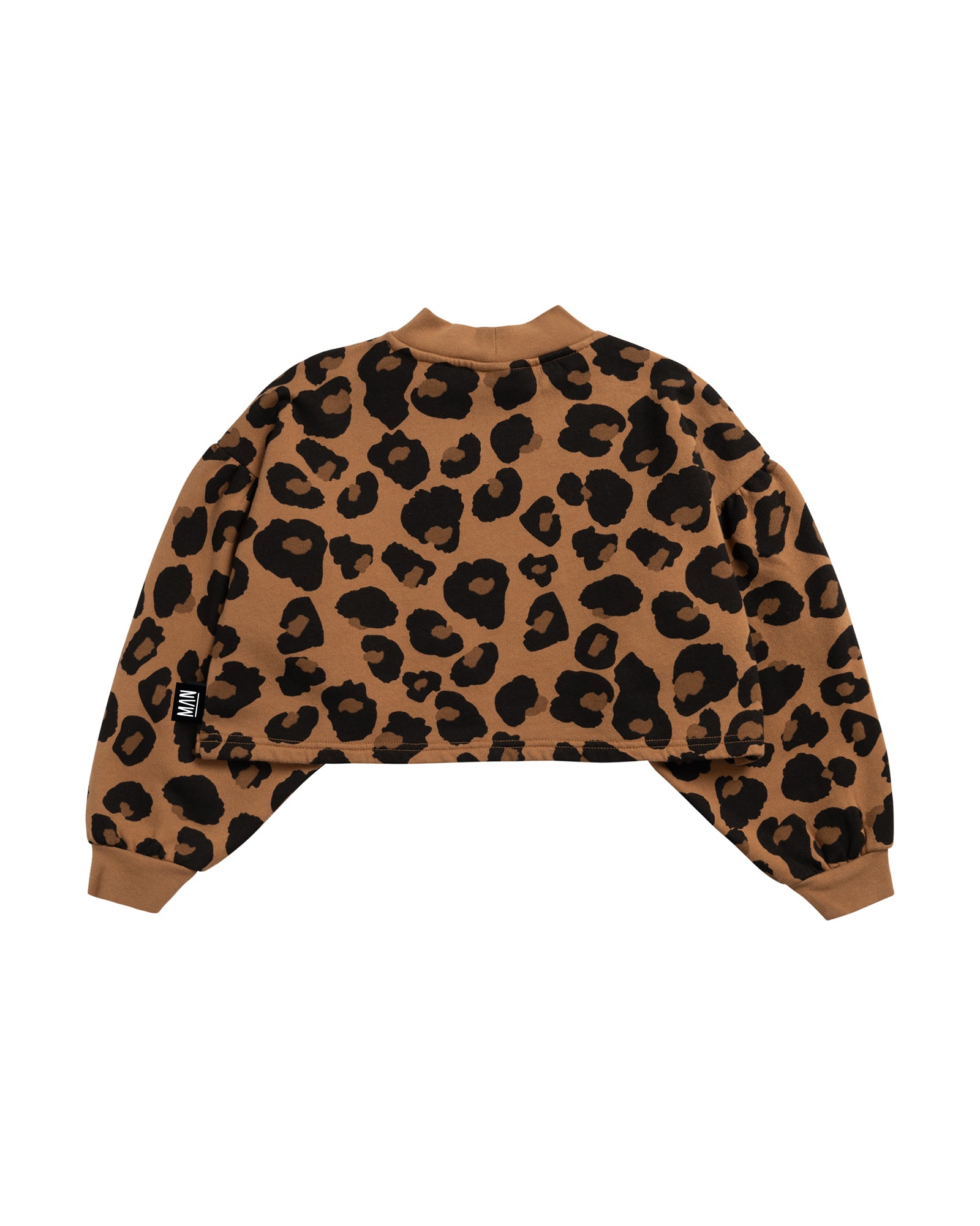 LEOPARD Puff Sleeve Sweater - Brown