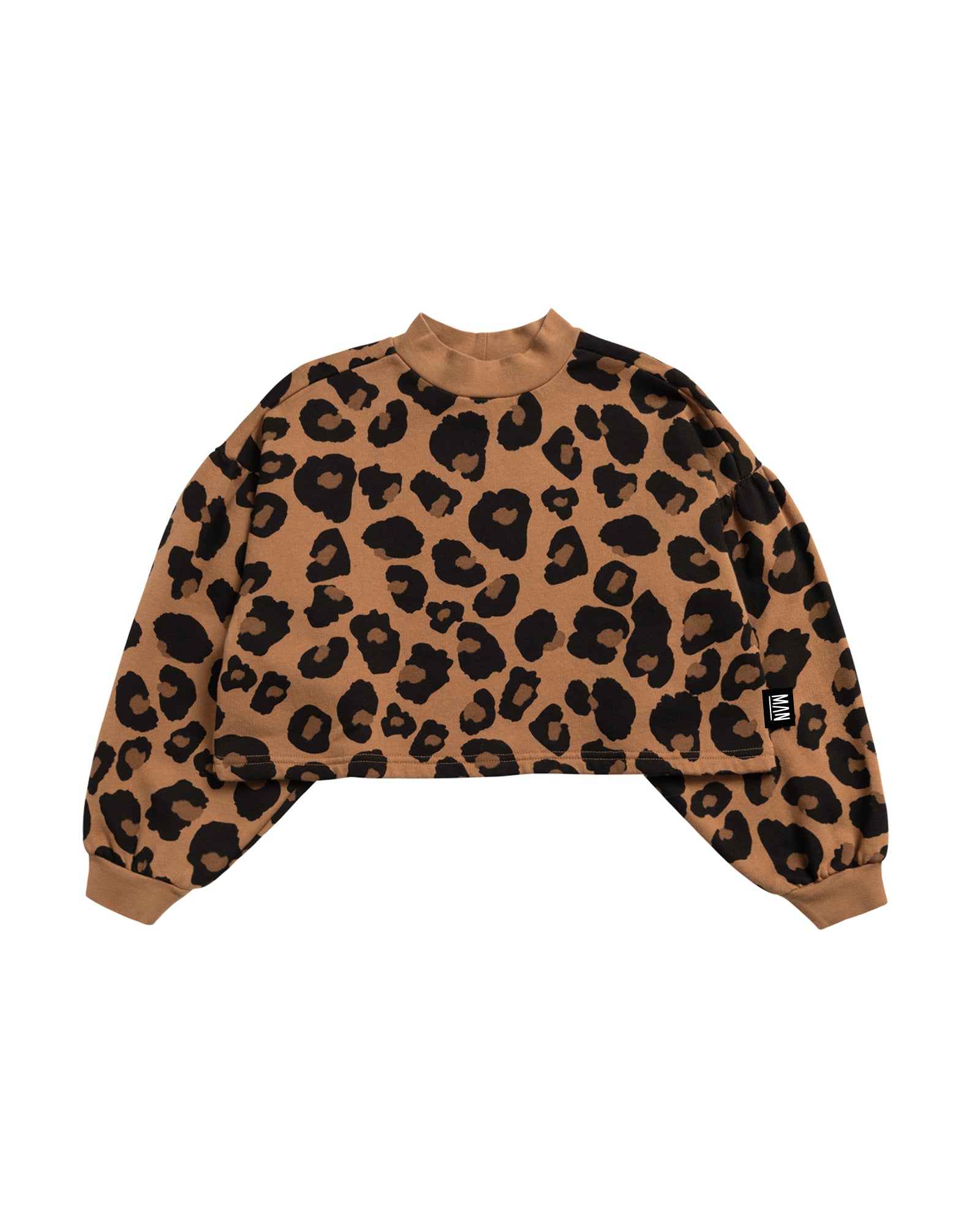 LEOPARD Puff Sleeve Sweater - Brown