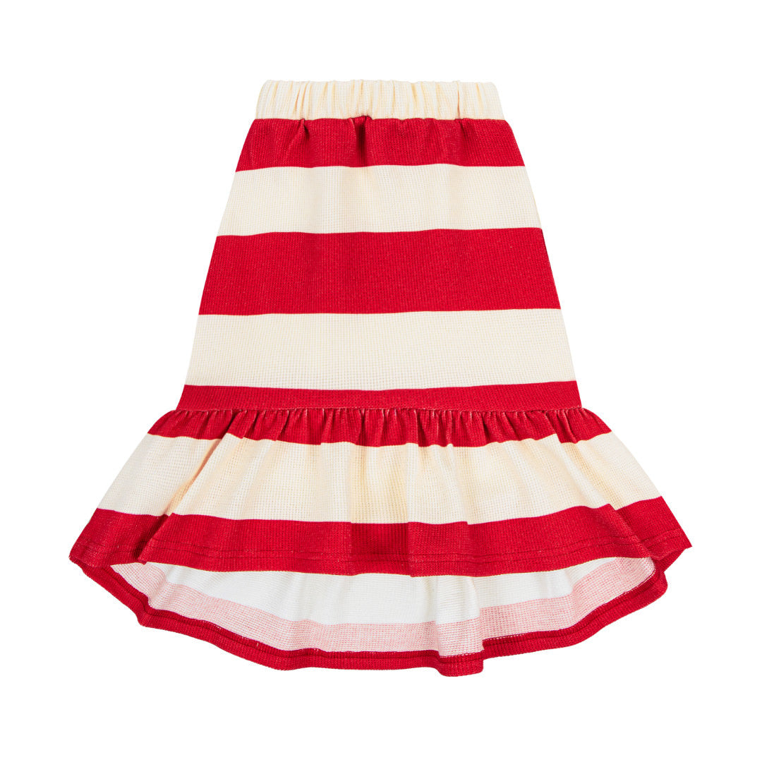 RED STRIPES | WAFFLE LONG SKIRT