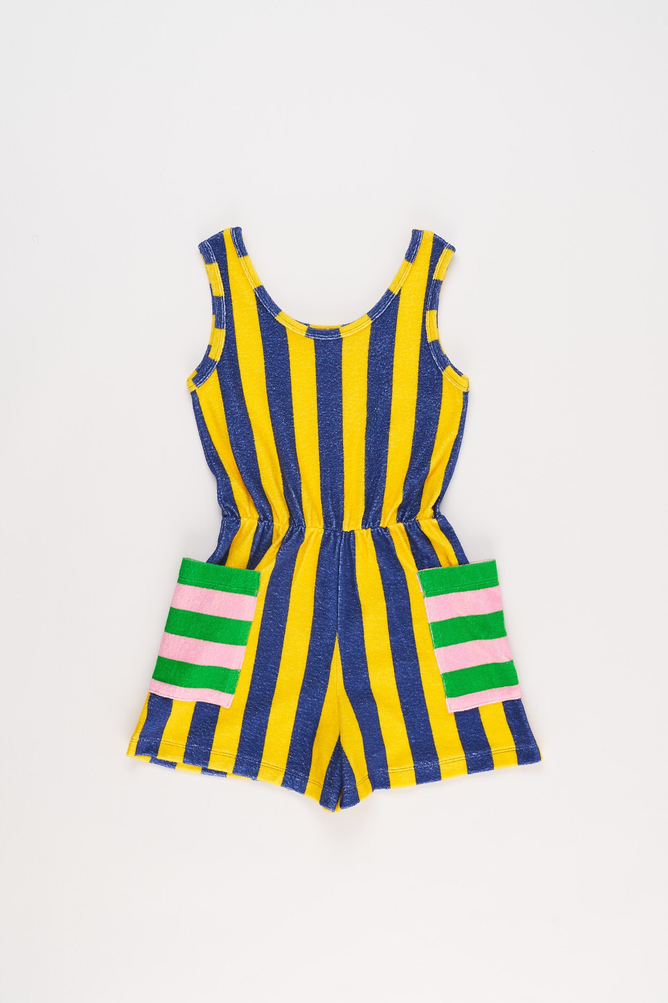 STRIPES TERRY JUMPSUIT YELLOW/BLUE - SS240052