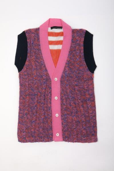 MELANGE GILET ORANGE-SHOCK BLUE -0823