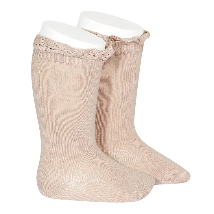 Socks Rosa Empo - Knee socks with lace edging cuff - 24092-544