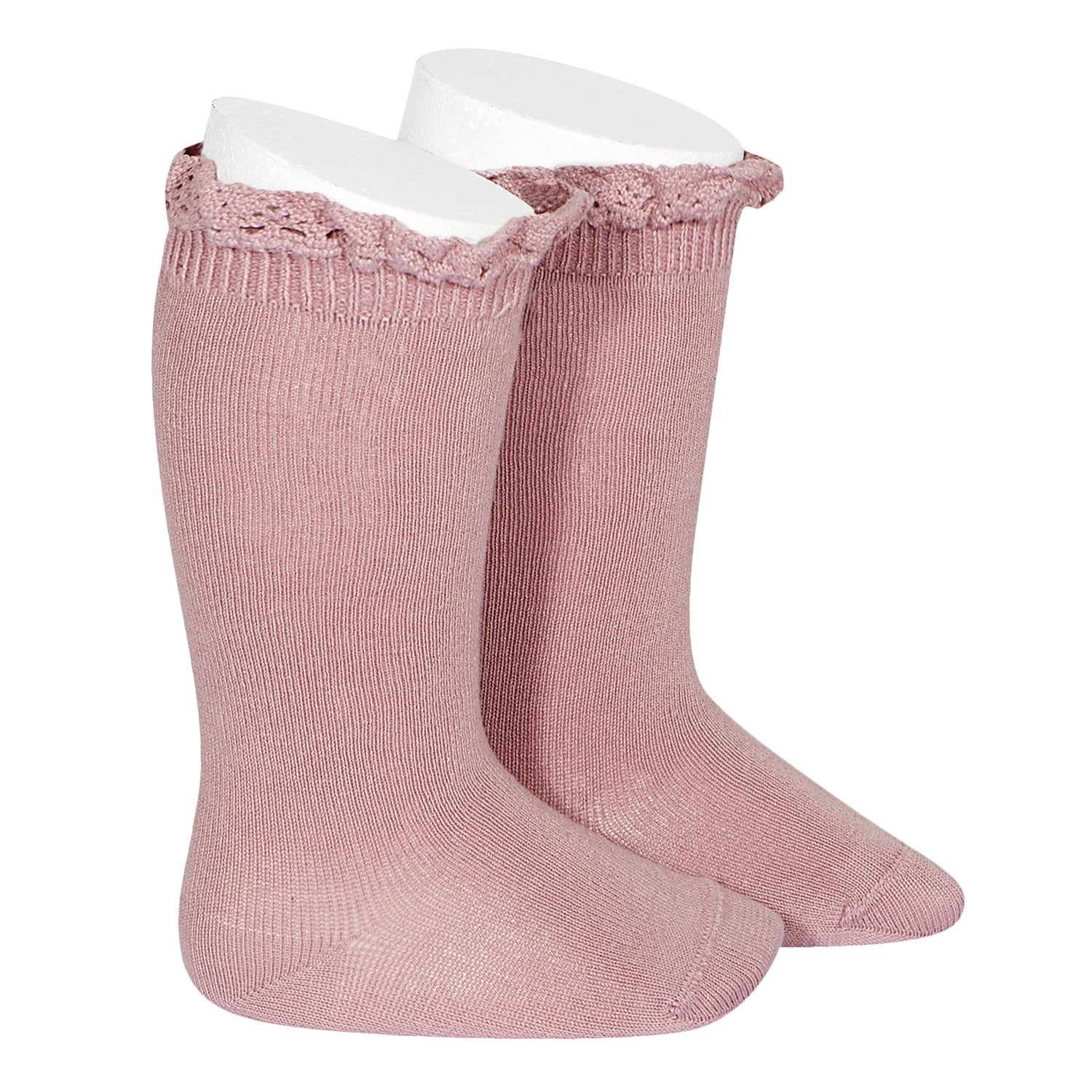 Socks Tamarisco - Knee socks with lace edging cuff-24092-670