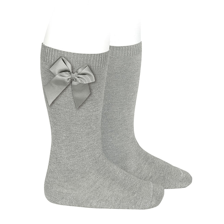 Socks Aluminio - Knee-high socks with side grossgrain bow-24822-221