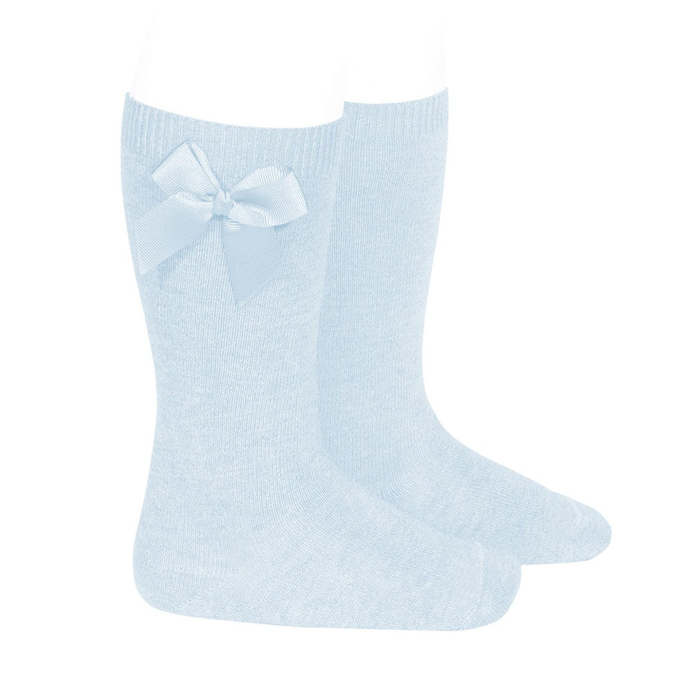 Socks Azul B - Knee-high socks with side grossgrain bow-24822-410