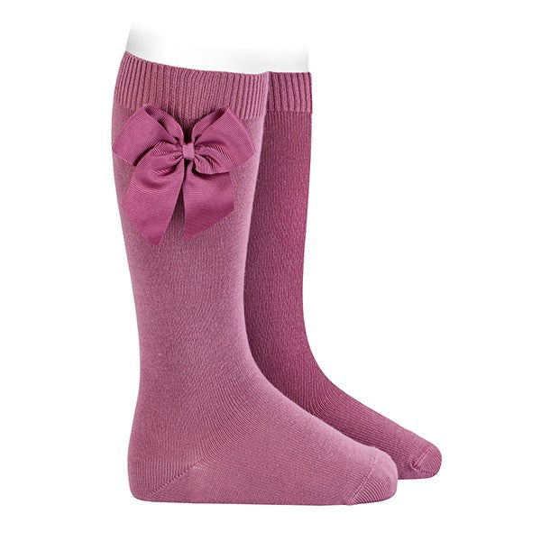 Socks Cassis - Knee-high socks with side grossgrain bow-24822-669