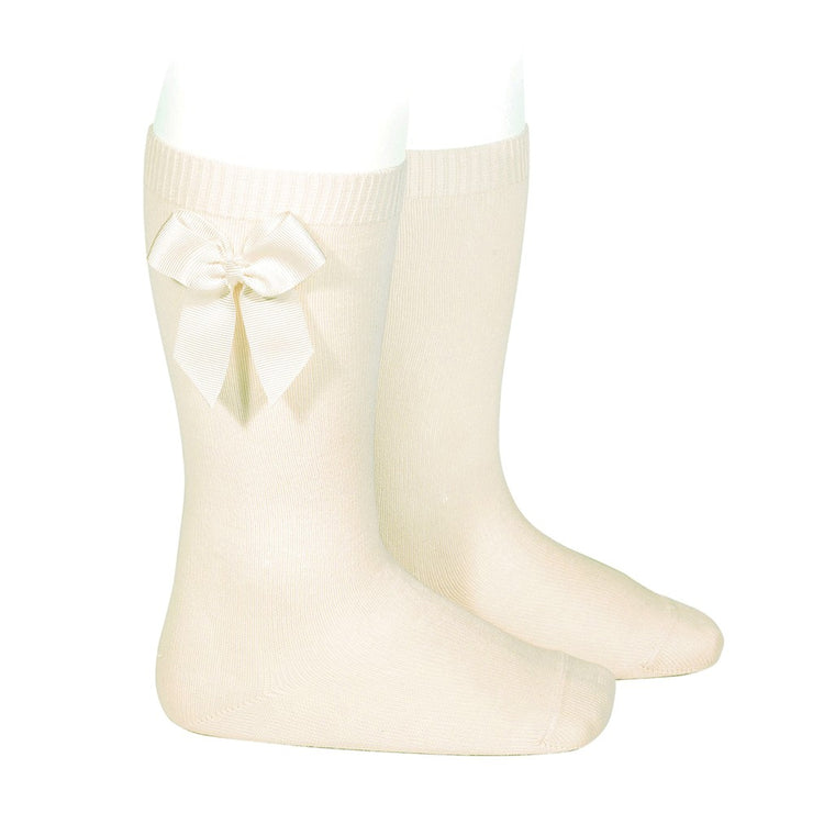 Socks Cava - Knee-high socks with side grossgrain bow-24822-303