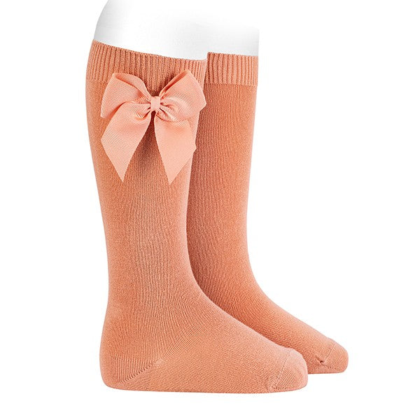 Socks Durazno - Knee-high socks with side grossgrain bow-24822-623