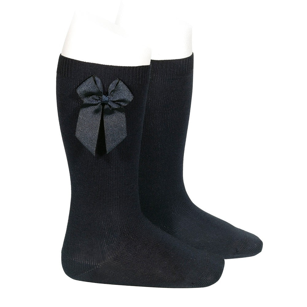 Socks Negro - Knee-high socks with side grossgrain bow-24822-900