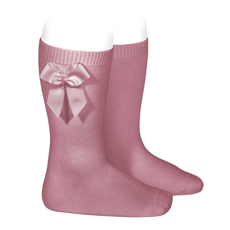 Socks Tamarisco - Knee-high socks with side grossgrain bow-24822-670