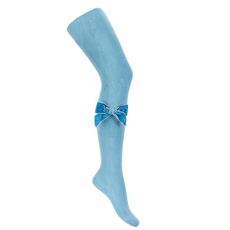 Socks Blue Nube - Side grossgrain bow tights-24891-416