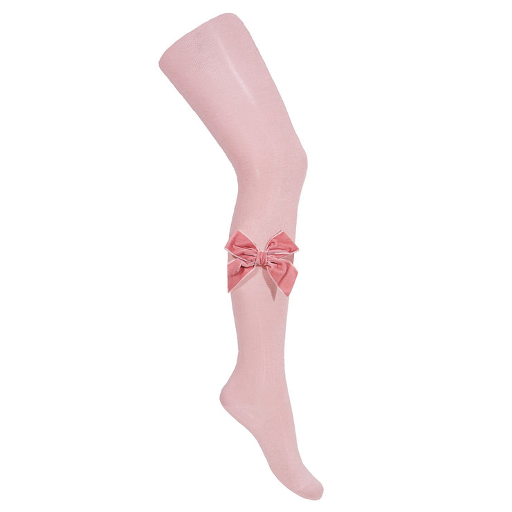 Socks Pink Rosa Palo - Side grossgrain bow tights-24891-526