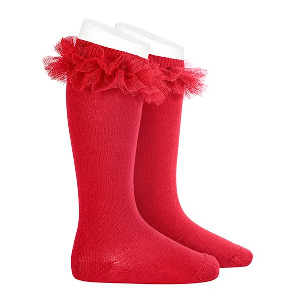 Socks Rojo - Tulle ruffle knee-high socks-24942-550