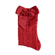 Socks - ROJO - Perle openwork knee-high socks with bow-25192-550