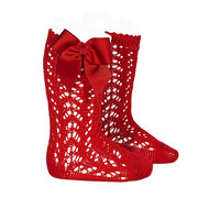 Socks - ROJO - Perle openwork knee-high socks with bow-25192-550