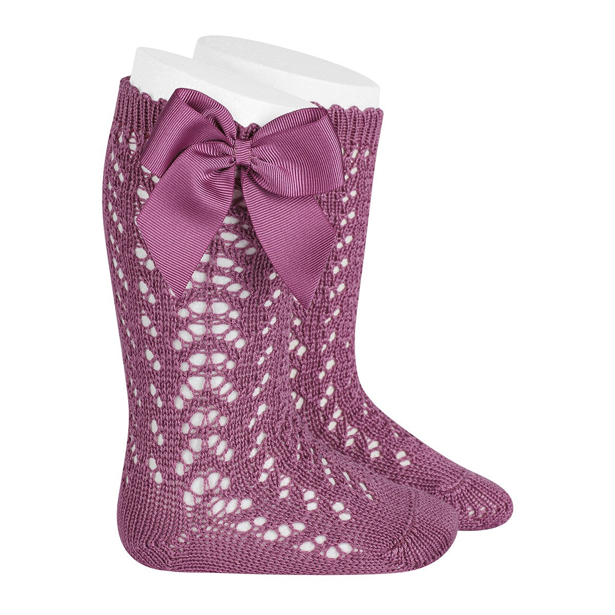Socks - CASSIS   - Perle openwork knee-high socks with bow-25192-669
