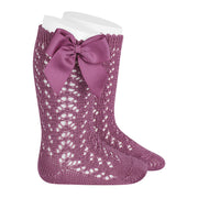 Socks - CASSIS   - Perle openwork knee-high socks with bow-25192-669