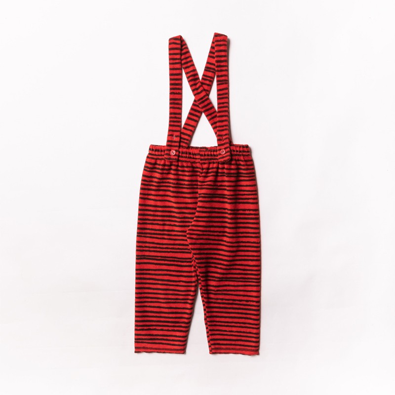 Terry Suspender Pants Red Stripes