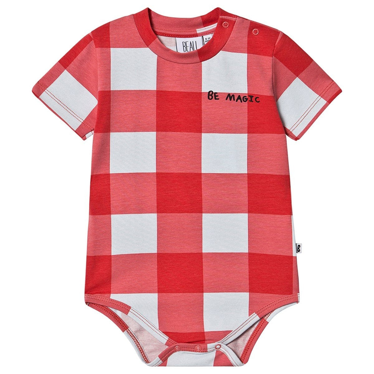 Baby body red Gingham sky blue